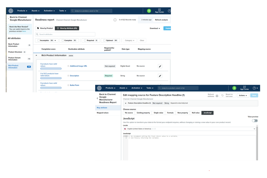 Salsify PXM Advance Syndication Channel Mapping